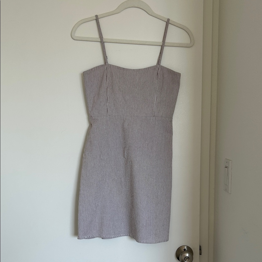 Brandy Melville Blue and White Pinstripe Mini Dress